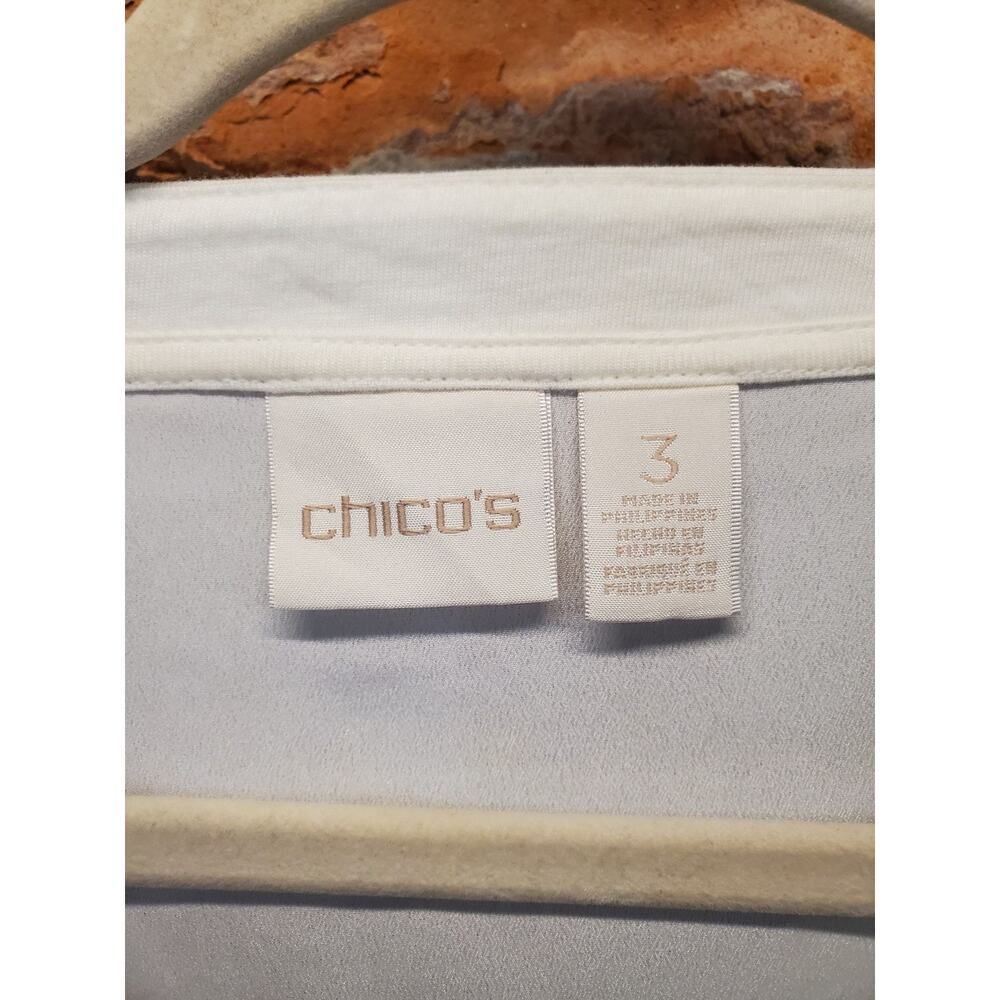 Chicos Womens Embellished T-Shirt Top Size 3 XL 16 White Jeweled Neck - Picture 2 of 3